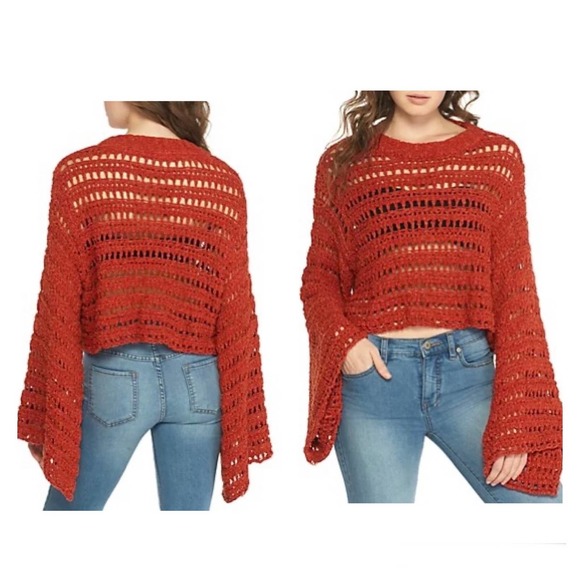 Free People Caught Up Crotchet Sweater Terracotta Size Small - Picture 7 of 7